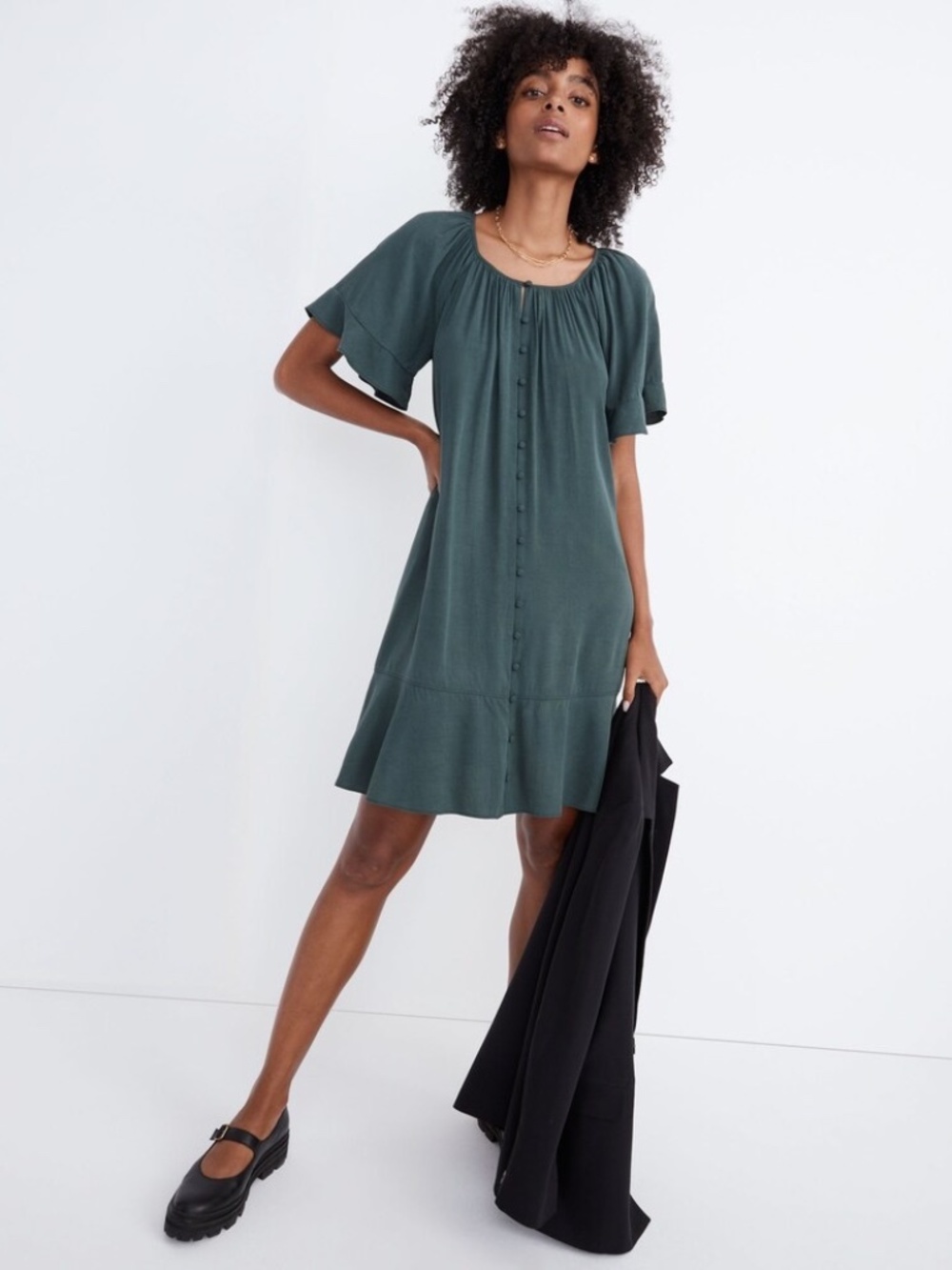 Madewell Lusterweave Button-Front Mini Dress - Size Medium